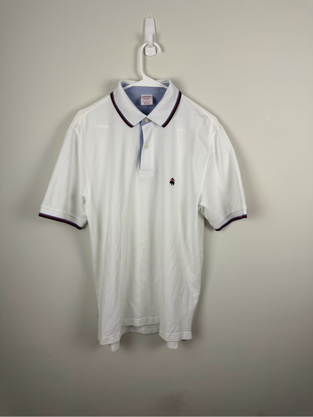 Brooks Brothers White Polo with Navy and Burgundy Trim